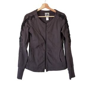 Prairie Underground Womens Top Organic Cotton‎ Lace Up Sleeve Knit Jacket Small